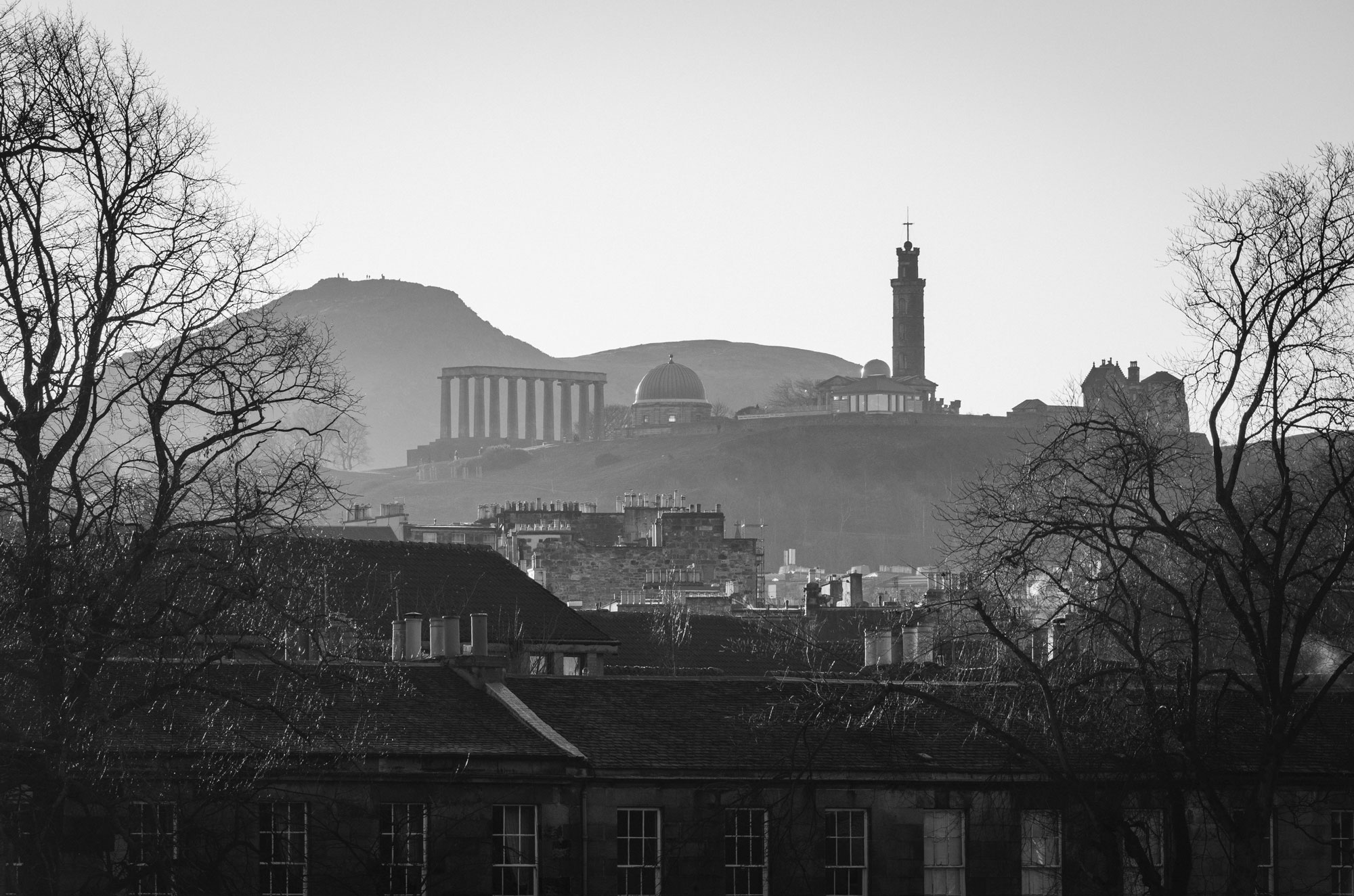 View to Calton Hill BW at Edinburgh, South East, Scotland — a photography location from The Photos book series